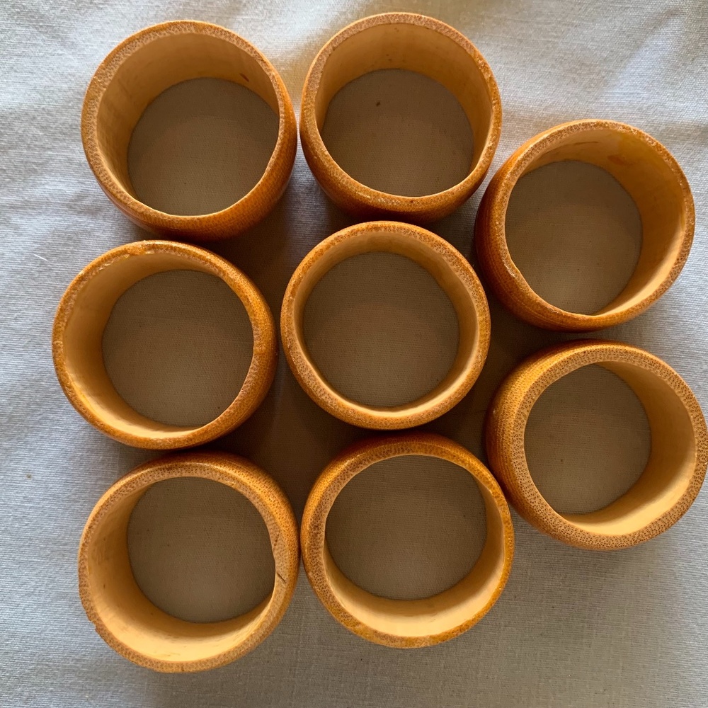 Bamboo Wood Napkin Rings - set of 8